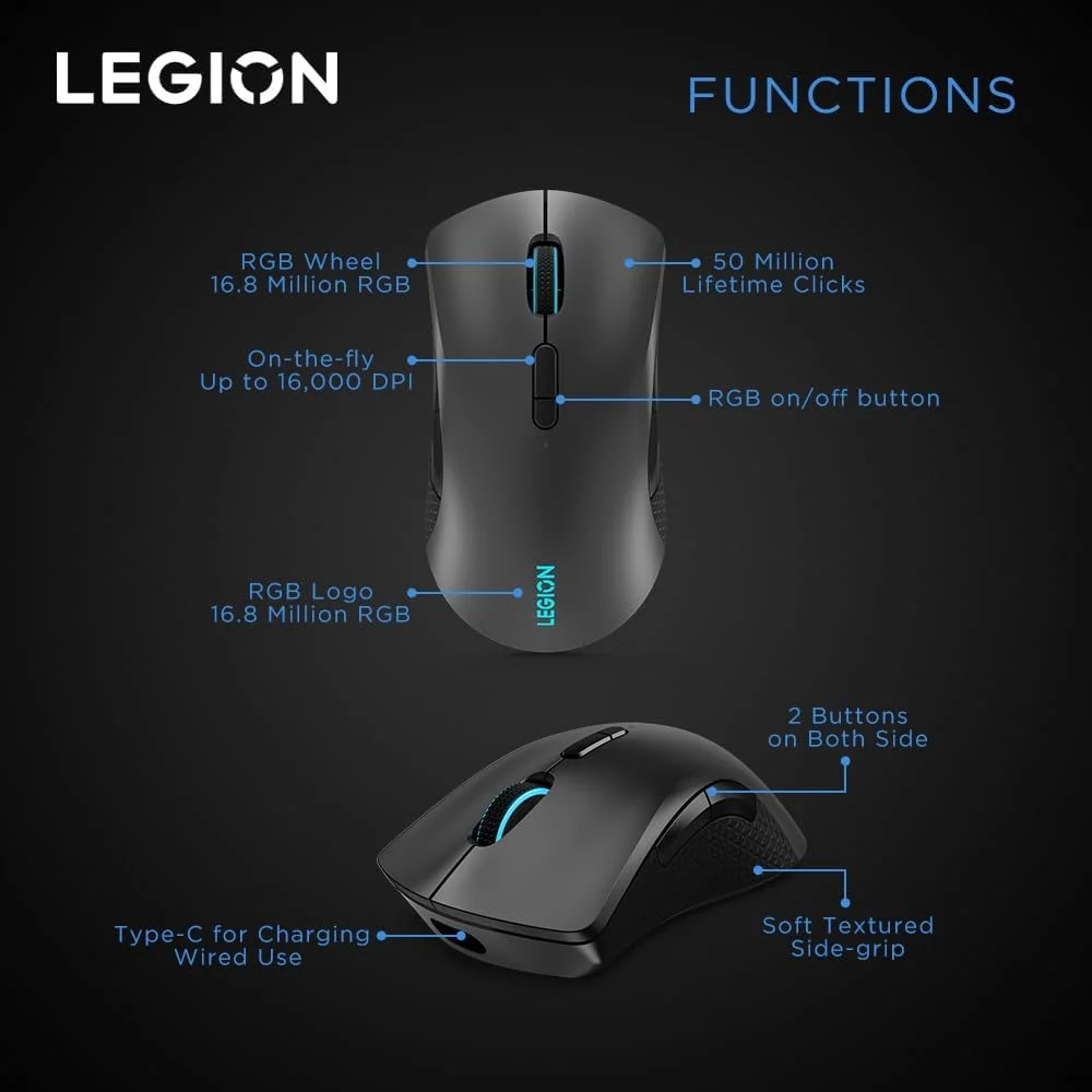 موس گیمینگ بی سیم لنوو Legion M600