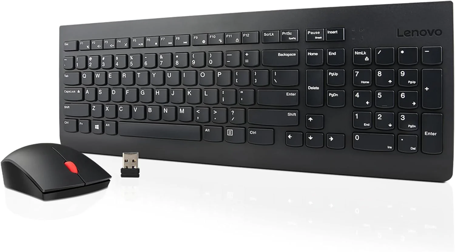 مجموعه کیبورد و ماوس بی‌سیم لنوو 510، گیرنده نانو USB 2.4 گیگاهرتز، اندازه کامل، طراحی کلید جزیره‌ای، مناسب دست چپ یا راست، ماوس اپتیکال 1200 DPI، GX30N81775، مشکی