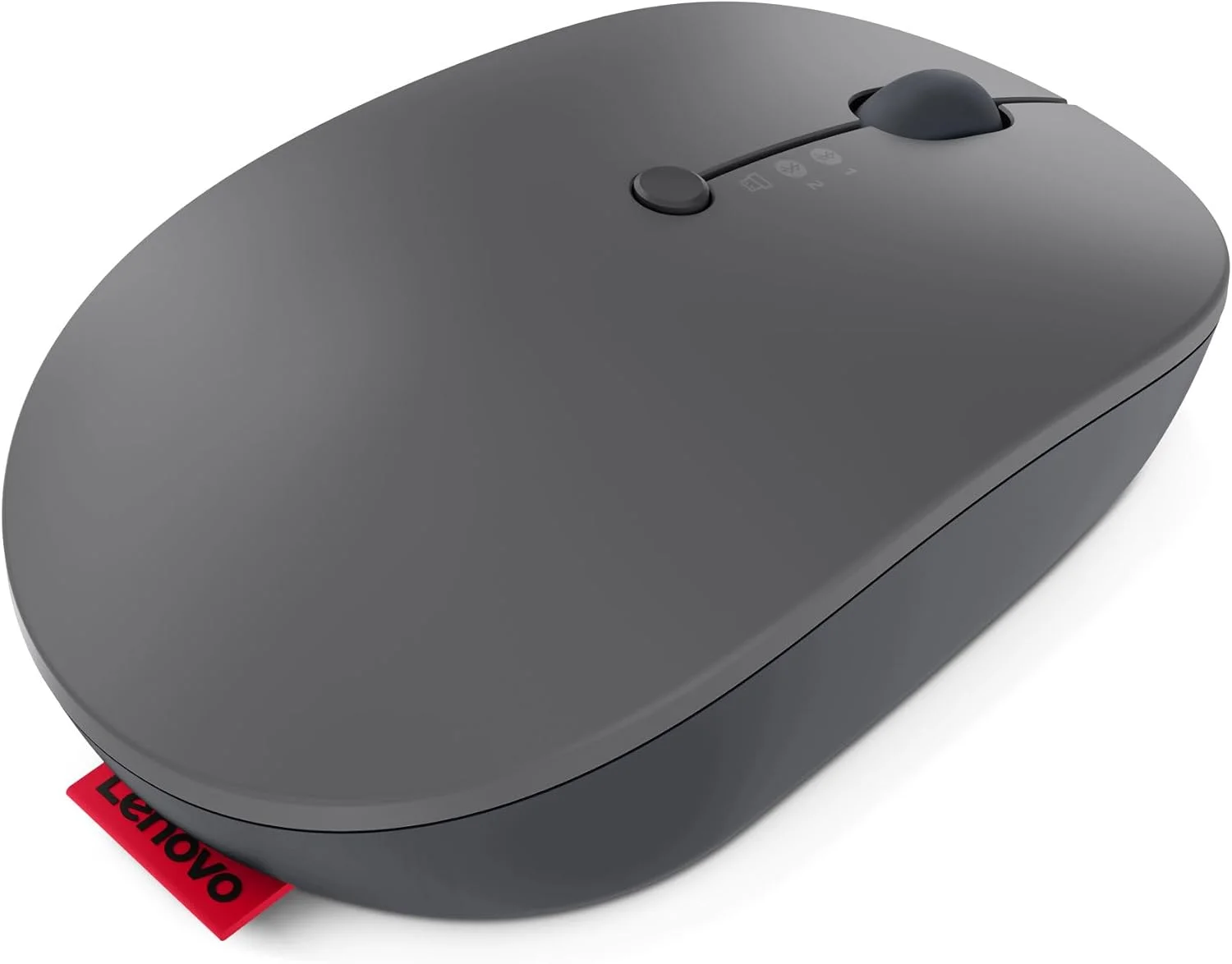 موس بی سیم چند دستگاهه Lenovo Go، گیرنده نانو USB-C 2.4 گیگاهرتز، بلوتوث، DPI قابل تنظیم، باتری قابل شارژ USB-C، شارژ بی سیم Qi، دو طرفه، GY51C21211، خاکستری