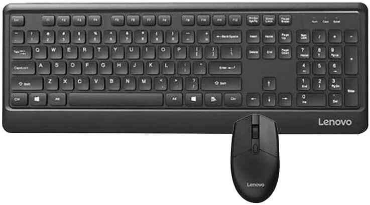ست کیبورد و ماوس بی سیم لنوو KN102 - باریک و اندازه کامل برای خانه و محل کار، سازگار با ویندوز و مک او اس، مشکی