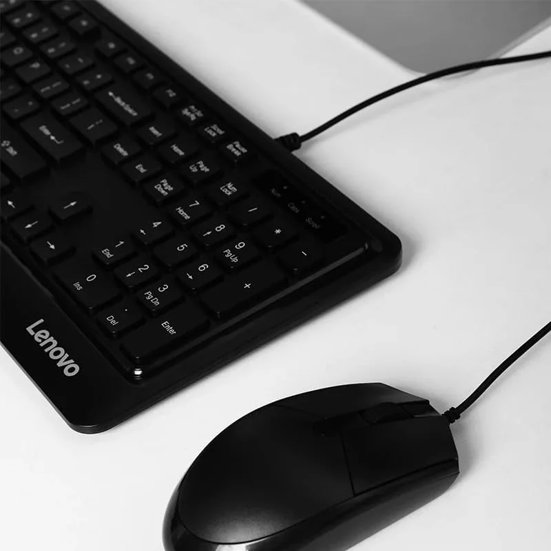 ست کیبورد و ماوس سیم دار USB لنوو KM102 - باریک و سایز کامل، مناسب برای خانه و کار، سازگار با ویندوز و مک او اس، مشکی ست کیبورد و ماوس سیم دار USB لنوو KM102 - باریک و سایز کامل، مناسب برای خانه و کار، سازگار با ویندوز و مک او اس، مشکی