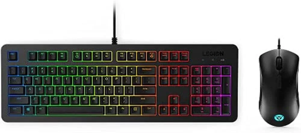 کیبورد و ماوس گیمینگ کمبو RGB لنوو Legion KM300 - انگلیسی آمریکایی - کابل USB 2.0 - انگلیسی (ایالات متحده) - مشکی - ماوس کابل USB 2.0 - اپتیکال - 8000 dpi - 8 دکمه - چرخ اسکرول - متقارن - سازگار