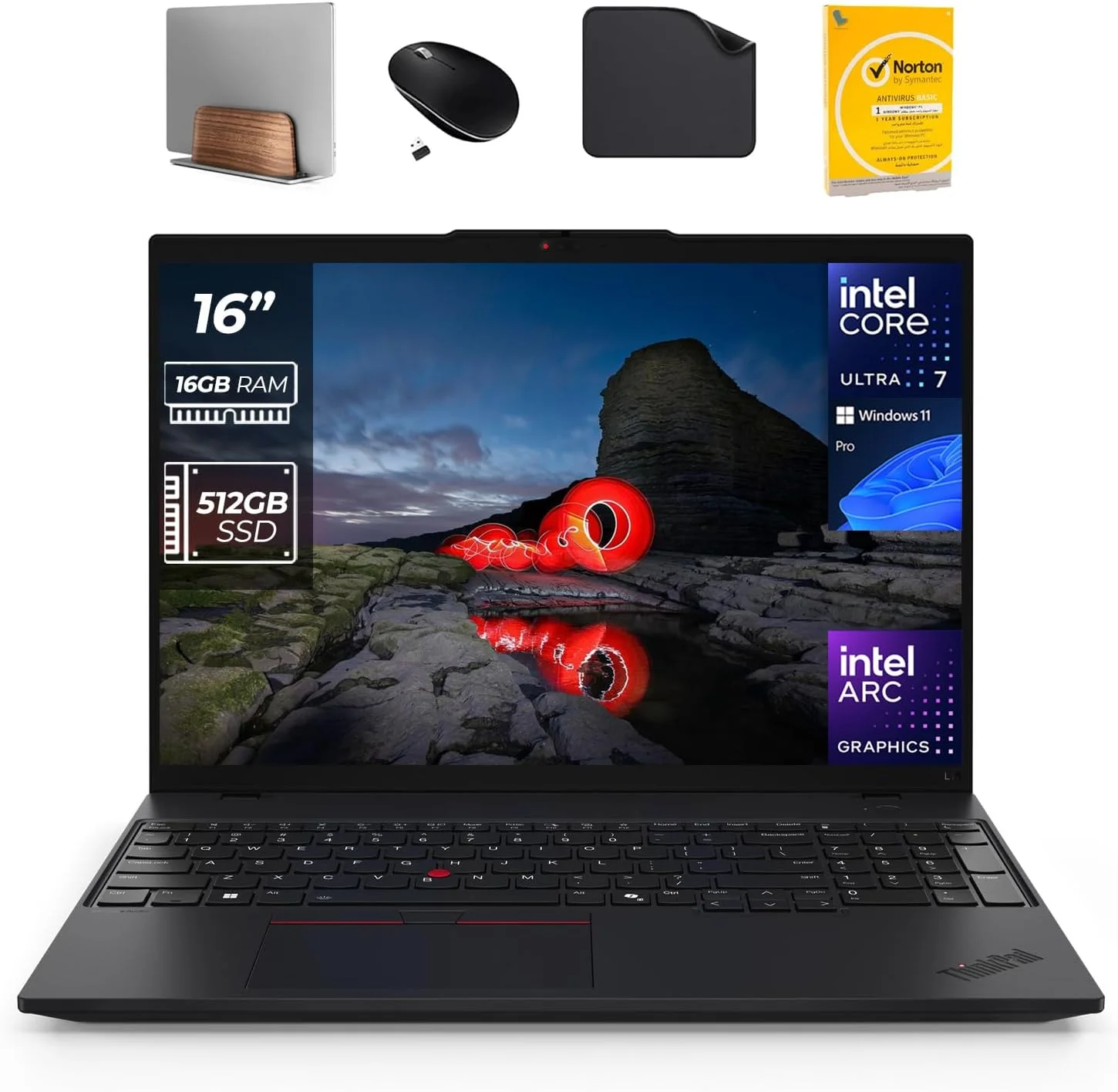 لپ تاپ تجاری لنوو ThinkPad L16 Gen 1 - Intel Ultra 7-155H، گرافیک Arc، ویندوز 11 پرو، 16 اینچ (1920x1200) IPS، 400 نیت، 100% sRGB (شامل پایه لپ تاپ + ماوس + آنتی ویروس + پد) (16 گیگابایت رم | 512 گیگابایت SSD)