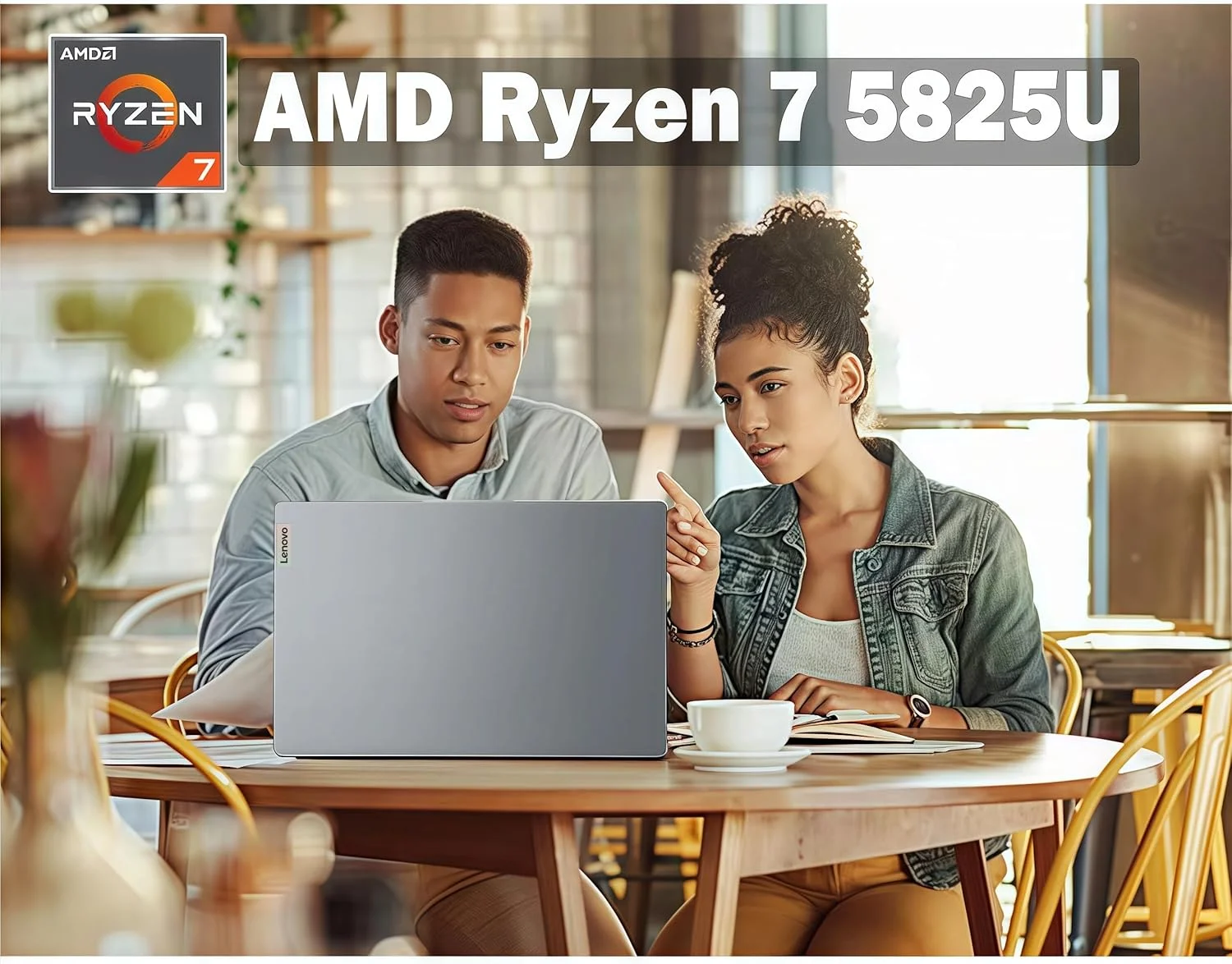 لپ تاپ تجاری Lenovo IdeaPad Slim 3، صفحه نمایش لمسی 15.6 اینچی FHD IPS، کامپیوتر هوش مصنوعی Copilot، پردازنده 8 هسته ای AMD Ryzen 7 5825U، Wi-Fi 6، ویندوز 11 پرو، همراه با ماوس