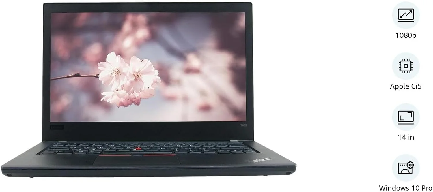 لپ تاپ تجاری لنوو ThinkPad T480 (بازسازی شده) | پردازنده Intel Core i5 نسل هشتم | 16 گیگابایت رم | 256 گیگابایت SSD | ویندوز 10 پرو | صفحه نمایش 14.1 اینچی غیر لمسی | مشکی