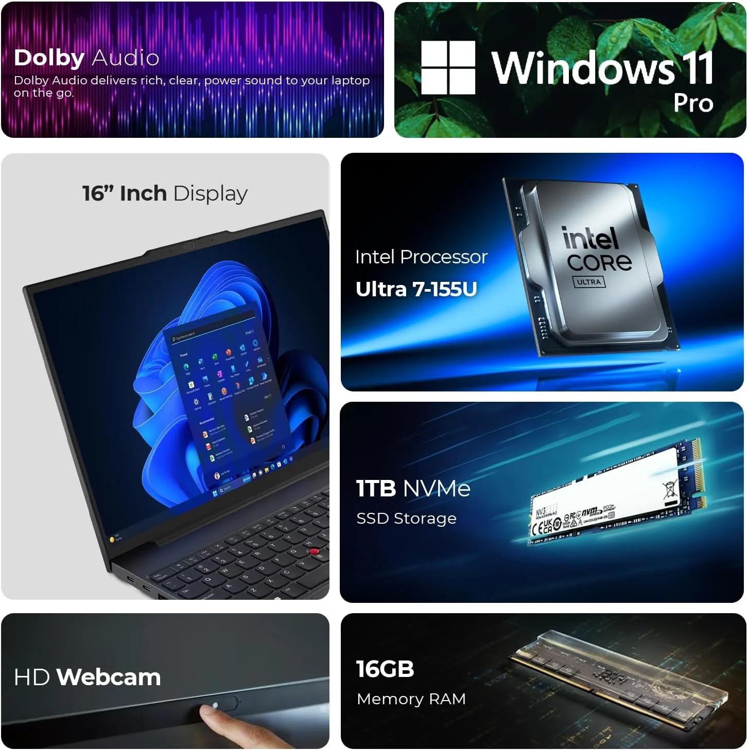 لپ تاپ تجاری لنوو ThinkPad E16 Gen 2 - Intel Ultra 7-155U، ویندوز 11 پرو (شامل پایه لپ تاپ موج اول + کیف + ماوس بی سیم + آنتی ویروس + پد ماوس) (16 گیگابایت رم | 1 ترابایت SSD)