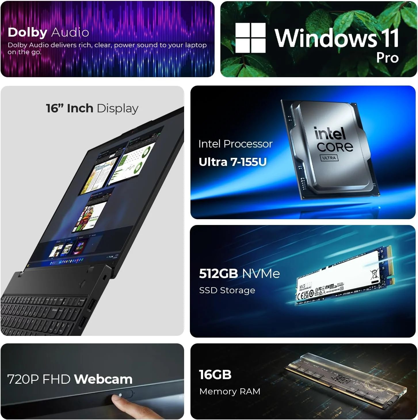 لپ تاپ تجاری لنوو ThinkPad L16 Gen 1 - Intel Ultra 7-155H، گرافیک Arc، ویندوز 11 پرو، 16 اینچ (1920x1200) IPS، 400 نیت، 100% sRGB (شامل پایه لپ تاپ + ماوس + آنتی ویروس + پد) (16 گیگابایت رم | 512 گیگابایت SSD)