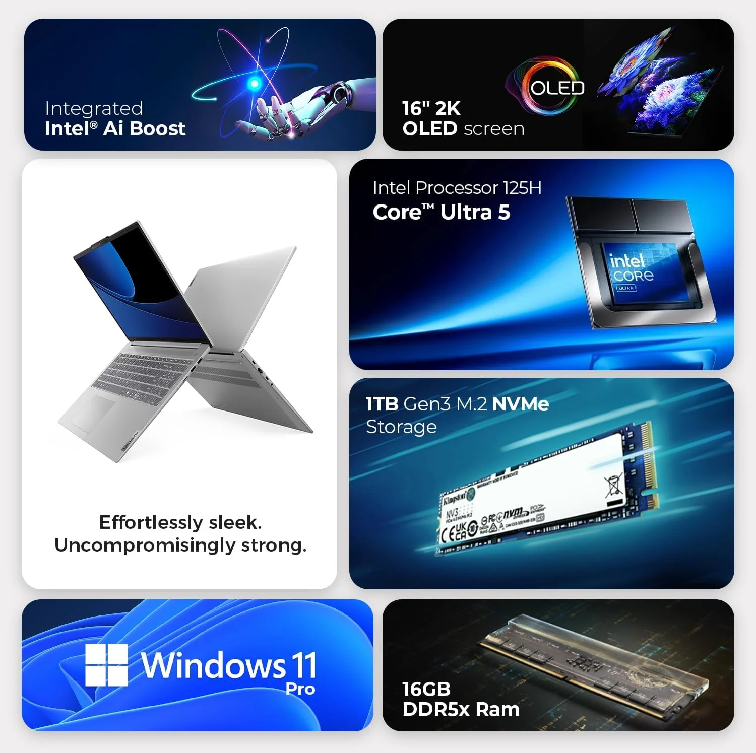 لپ تاپ 16 اینچی 2K OLED لنوو IdeaPad Slim 5 - Intel Ultra 5-125H • 16 گیگابایت رم • 1 ترابایت SSD • صفحه نمایش 120 هرتز HDR • Wi-Fi 6E • Win11 Pro • خاکستری ابری - همراه با اسکنر اسناد First Wave، هاب 7 در 1، ماوس و ماوس پد