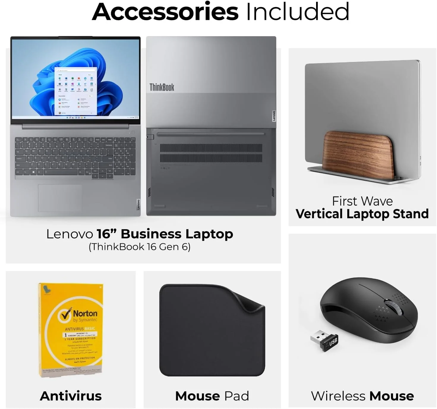 لپ تاپ تجاری لنوو ThinkBook 16 Gen 6 - پردازنده نسل سیزدهم Intel Core i5-13420H، صدای Dolby، گرافیک Intel UHD، ویندوز 11 پرو (شامل پایه لپ تاپ موج اول + ماوس + آنتی ویروس + پد) (8 گیگابایت رم | 1 ترابایت SSD)