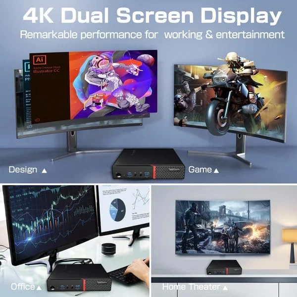 کامپیوتر رومیزی کوچک تجاری Lenovo ThinkCentre M700، پردازنده Intel Quad Core i5-6400T تا 3.1 گیگاهرتز، 16 گیگابایت DDR4، 256 گیگابایت SSD، کیبورد و ماوس، WiFi، ویندوز 10 پرو (بازسازی شده)