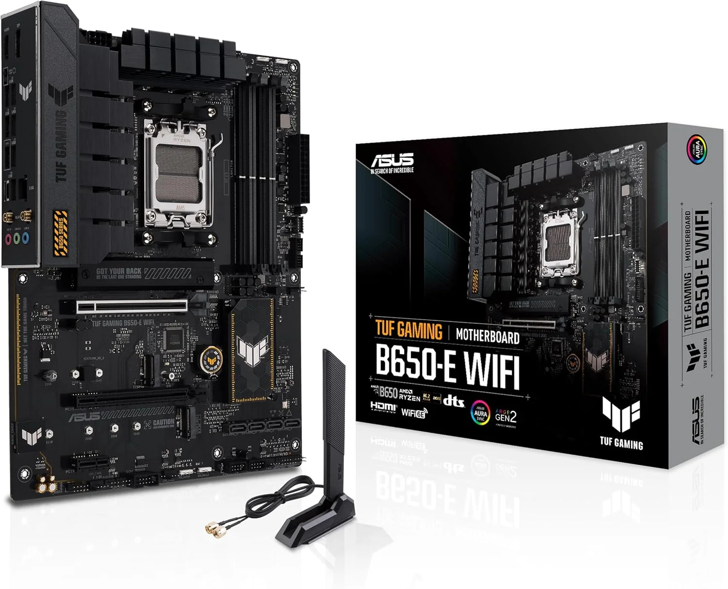 مادربرد ایسوس TUF Gaming B650-E WIFI AMD B650 AM5 DDR5 8000 DP HDMI 3x M2 USB3.2 WiFi 6E + BT AURA RGB 2.5Gbit LAN ATX ASUS TUF PROTECTION, ASUS Q-Design, Armoury Crate