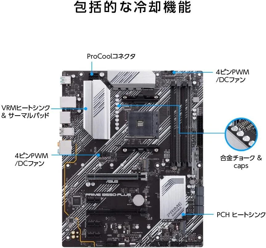 مادربرد ایسوس مدل PRIME B550-PLUS سوکت (PC) AM4 فرم فاکتور (جزئیات) ATX چیپست AMD