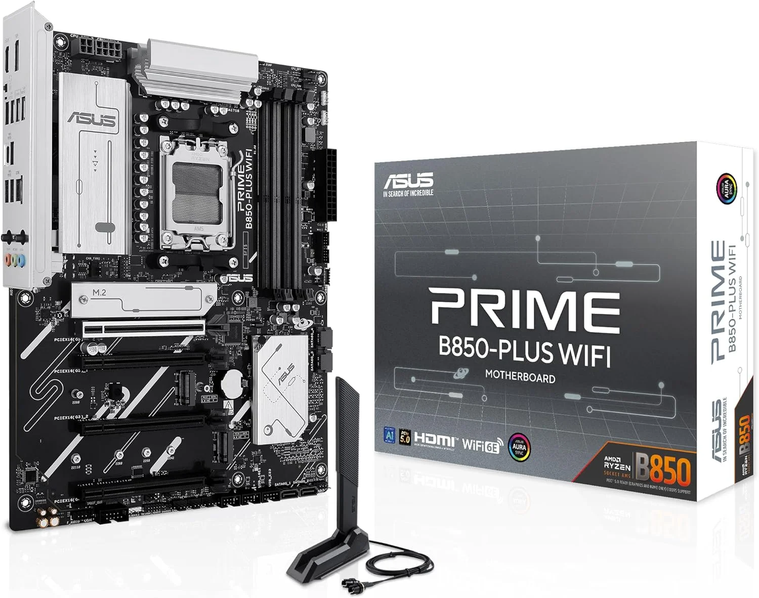 مادربرد ایسوس پرایم B850-PLUS WiFi AMD AM5 AMD B850 ATX، DDR5، آماده PCIe 5.0، 3X M.2، Wi-Fi 6E، LAN 2.5 گیگابیتی، DisplayPort، HDMI™، USB 10Gbps Type-A & Type-C®، BIOS Flashback™، Aura Sync، AI Advisor
