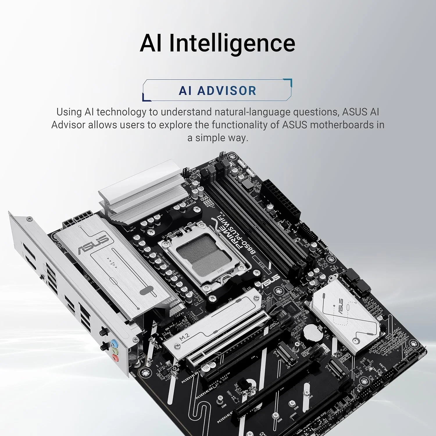 مادربرد ایسوس پرایم B850-PLUS WiFi AMD AM5 AMD B850 ATX، DDR5، آماده PCIe 5.0، 3X M.2، Wi-Fi 6E، LAN 2.5 گیگابیتی، DisplayPort، HDMI™، USB 10Gbps Type-A & Type-C®، BIOS Flashback™، Aura Sync، AI Advisor