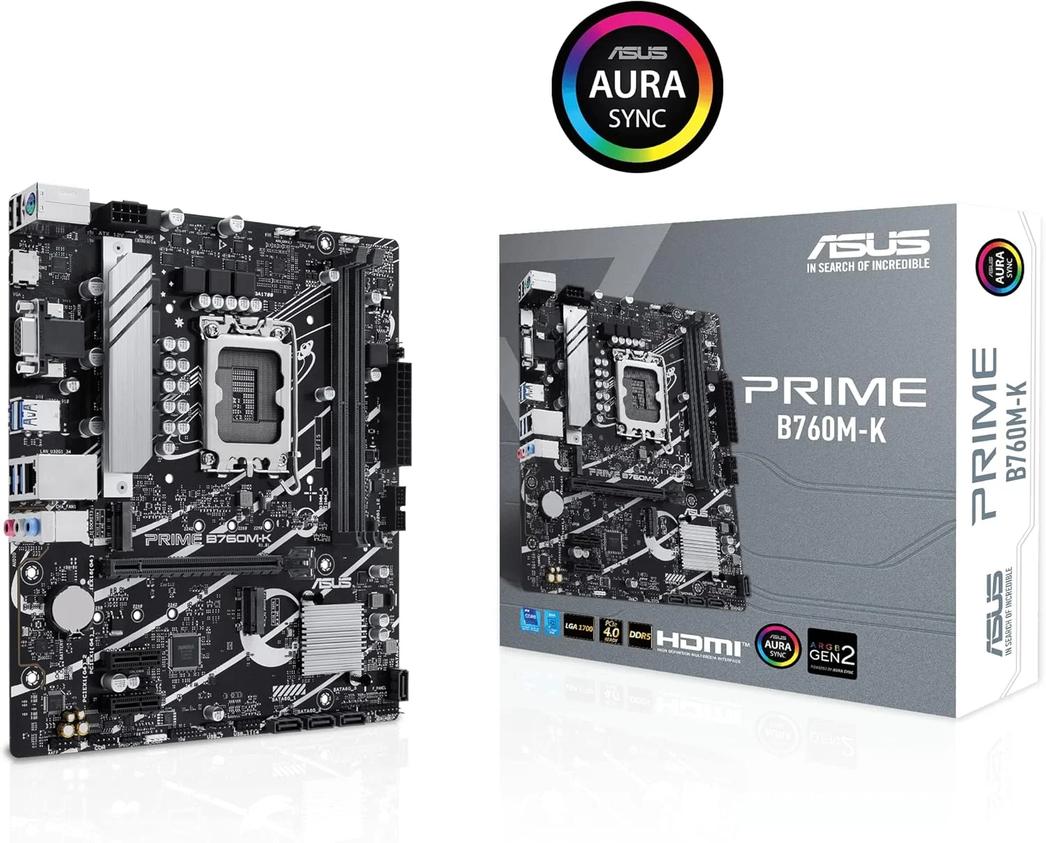 مادربرد ایسوس Prime B760M-K، Intel B760 LGA 1700 mATX با PCIe 4.0، دو اسلات PCIe 4.0 M.2، DDR5، Realtek 2.5Gb Ethernet، VGA، HDMI، SATA 6 Gbps، USB 3.2 Gen 1 جلو، Aura Sync - مشکی مادربرد ایسوس Prime B760M-K، Intel B760 LGA 1700 mATX با PCIe 4.0، دو اسلات PCIe 4.0 M.2، DDR5، Realtek 2.5Gb Ethernet، VGA، HDMI، SATA 6 Gbps، USB 3.2 Gen 1 جلو، Aura Sync - مشکی