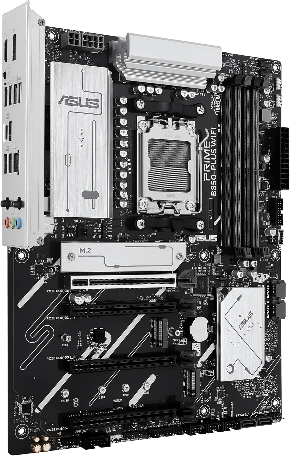 مادربرد ایسوس پرایم B850-PLUS WiFi AMD AM5 AMD B850 ATX، DDR5، آماده PCIe 5.0، 3X M.2، Wi-Fi 6E، LAN 2.5 گیگابیتی، DisplayPort، HDMI™، USB 10Gbps Type-A & Type-C®، BIOS Flashback™، Aura Sync، AI Advisor