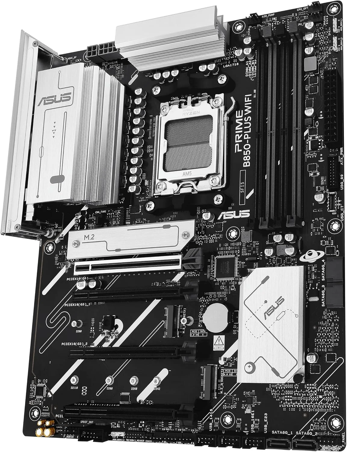 مادربرد ایسوس پرایم B850-PLUS WiFi AMD AM5 AMD B850 ATX، DDR5، آماده PCIe 5.0، 3X M.2، Wi-Fi 6E، LAN 2.5 گیگابیتی، DisplayPort، HDMI™، USB 10Gbps Type-A & Type-C®، BIOS Flashback™، Aura Sync، AI Advisor