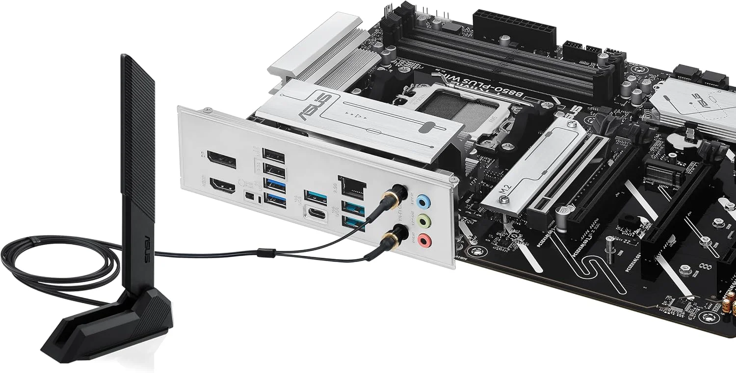 مادربرد ایسوس پرایم B850-PLUS WiFi AMD AM5 AMD B850 ATX، DDR5، آماده PCIe 5.0، 3X M.2، Wi-Fi 6E، LAN 2.5 گیگابیتی، DisplayPort، HDMI™، USB 10Gbps Type-A & Type-C®، BIOS Flashback™، Aura Sync، AI Advisor