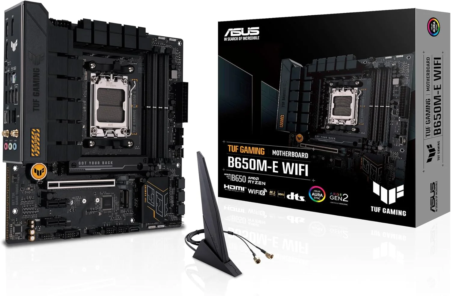 مادربرد ASUS TUF GAMING B650M-E WIFI Micro-ATX: DDR5، PCIe 4.0 M.2، اترنت Realtek 2.5Gb، 8 پورت USB پشتی، 7 پورت USB جلویی، صدای فراگیر Realtek 7.1، Aura Sync - مشکی