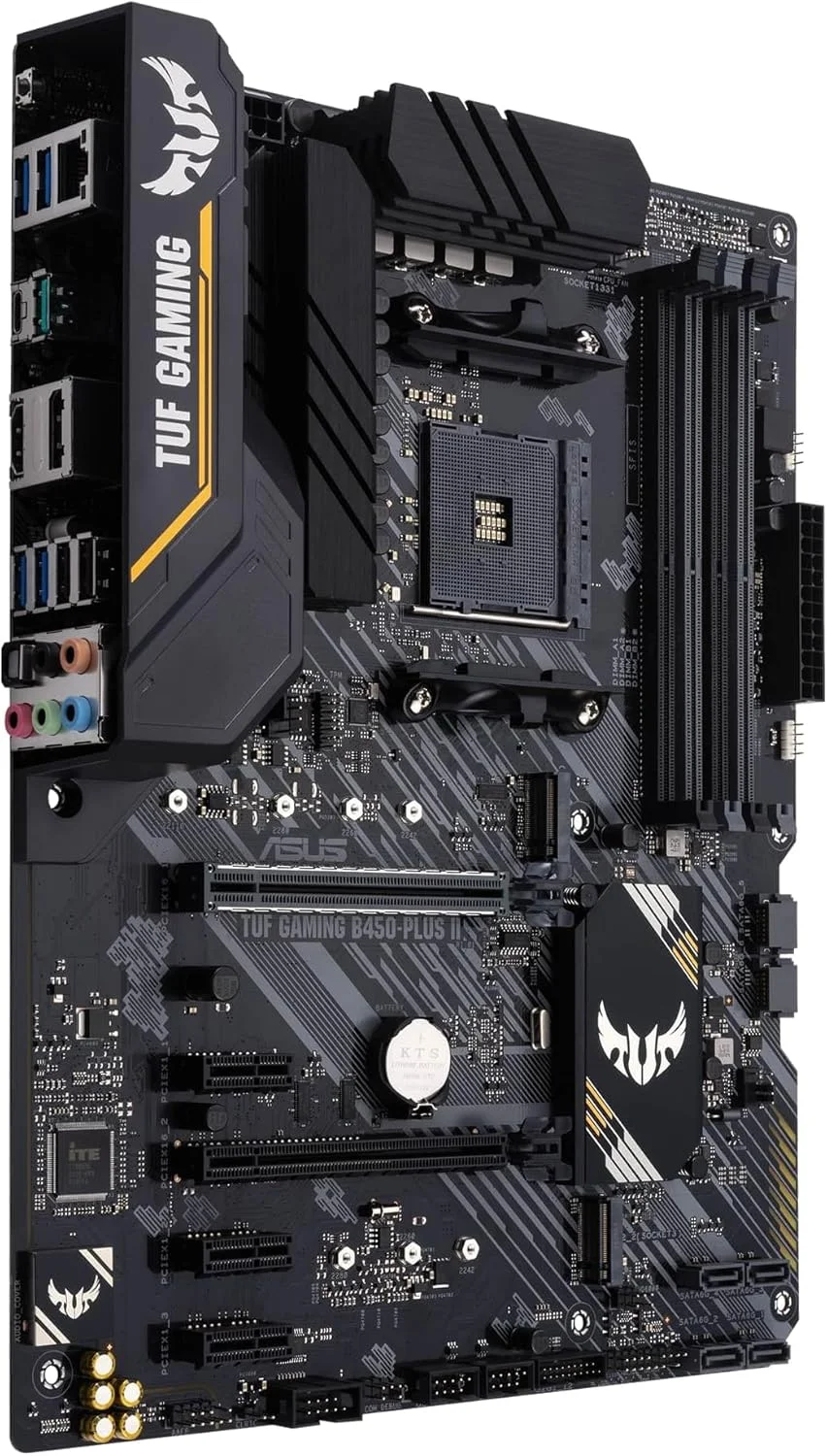 مادربرد گیمینگ ASUS TUF GAMING B450-PLUS II (AMD B450) (AM4) ATX با دو M.2، HDMI، DisplayPort، USB 3.2 Gen 2 Type-A و Type-C و Aura Sync RGB