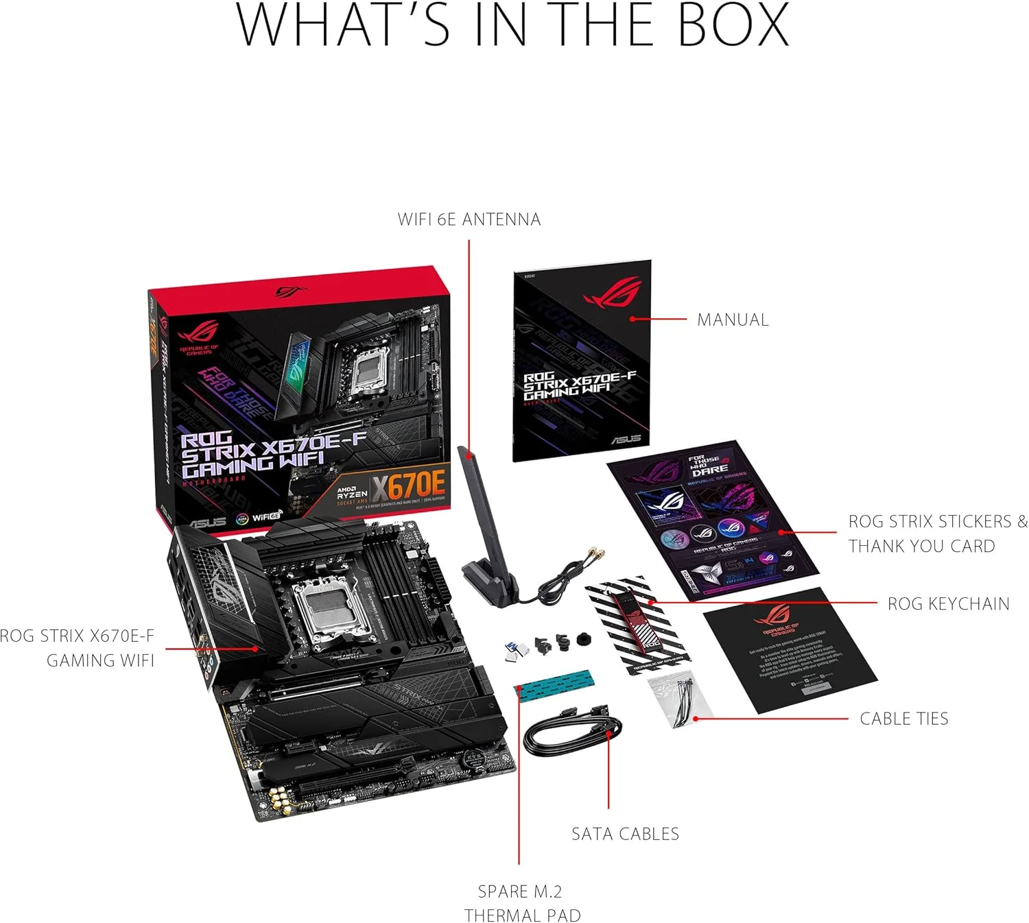 مادربرد گیمینگ ASUS ROG Strix X670E F Gaming WiFi AMD Ryzen AM5 ATX با 16+2 فاز تغذیه DDR5، 4 x M.2 با هیت سینک، USB 3.2 Gen 2x2 PCIe 5.0 WiFi 6E AI Cooling II Aura Sync RGB, H410