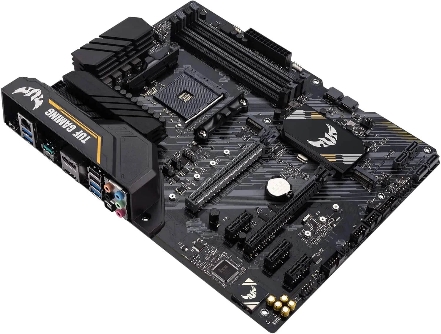مادربرد گیمینگ ASUS TUF GAMING B450-PLUS II (AMD B450) (AM4) ATX با دو M.2، HDMI، DisplayPort، USB 3.2 Gen 2 Type-A و Type-C و Aura Sync RGB