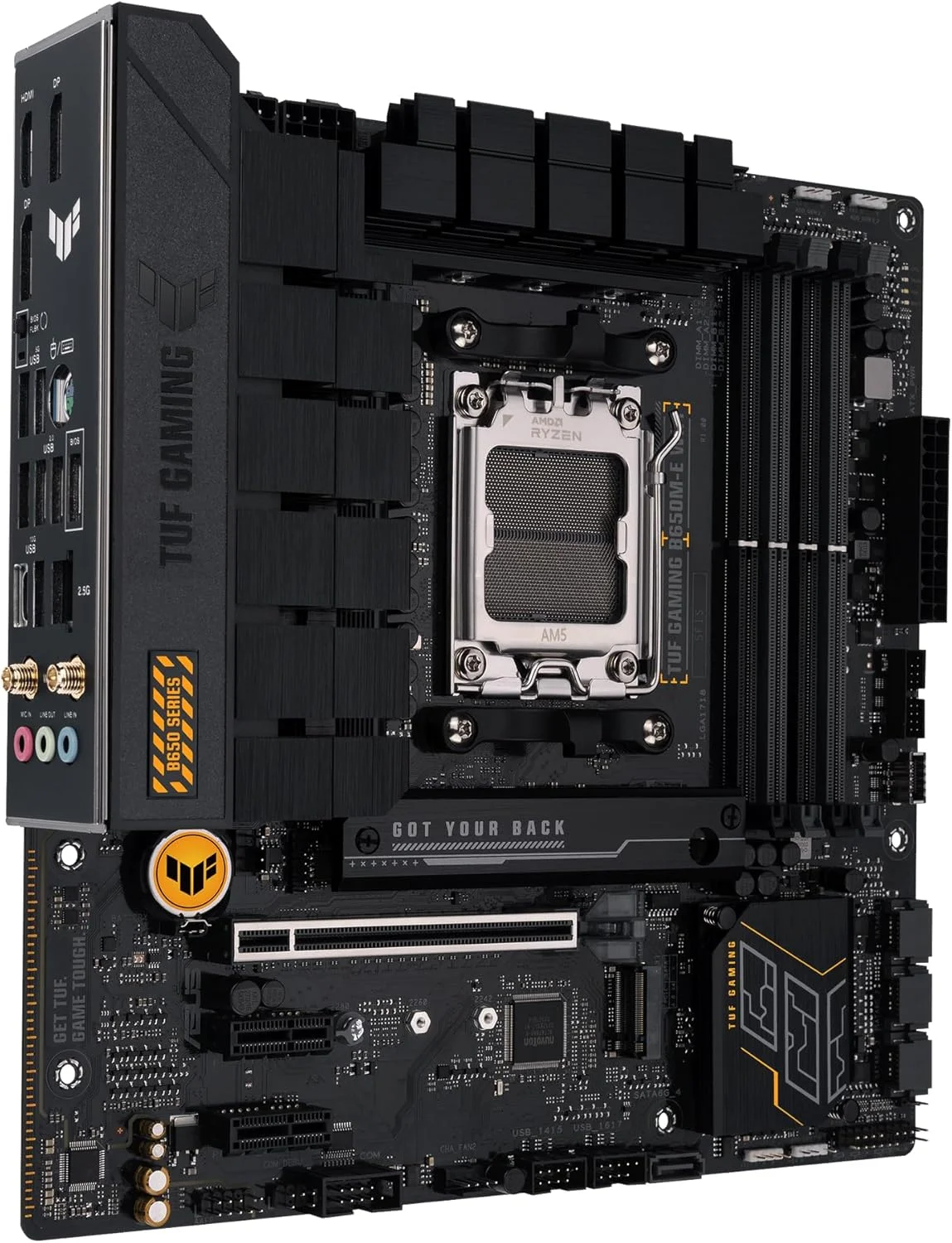 مادربرد ASUS TUF GAMING B650M-E WIFI Micro-ATX: DDR5، PCIe 4.0 M.2، اترنت Realtek 2.5Gb، 8 پورت USB پشتی، 7 پورت USB جلویی، صدای فراگیر Realtek 7.1، Aura Sync - مشکی مادربرد ASUS TUF GAMING B650M-E WIFI Micro-ATX: DDR5، PCIe 4.0 M.2، اترنت Realtek 2.5Gb، 8 پورت USB پشتی، 7 پورت USB جلویی، صدای فراگیر Realtek 7.1، Aura Sync - مشکی