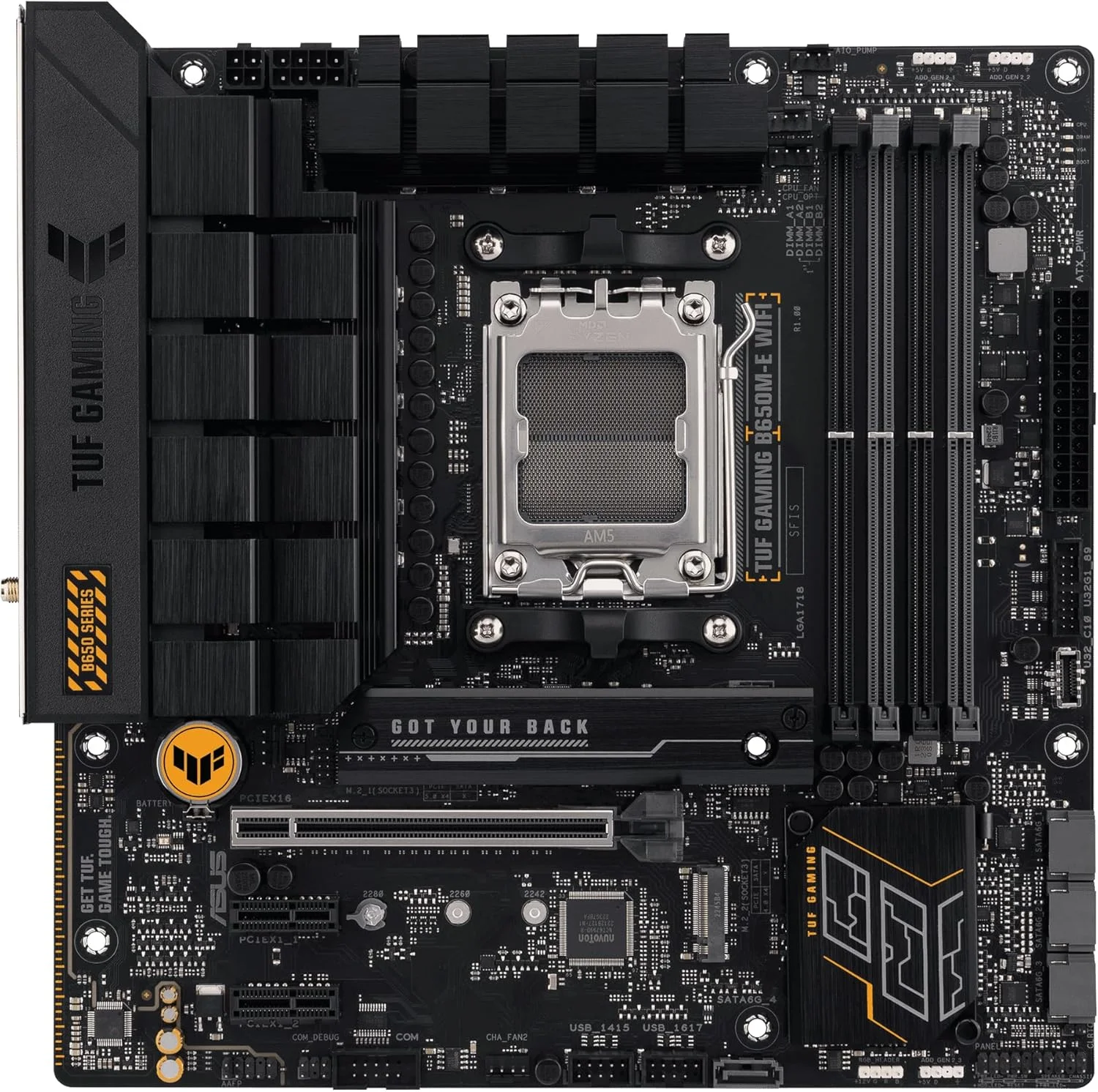مادربرد ASUS TUF GAMING B650M-E WIFI Micro-ATX: DDR5، PCIe 4.0 M.2، اترنت Realtek 2.5Gb، 8 پورت USB پشتی، 7 پورت USB جلویی، صدای فراگیر Realtek 7.1، Aura Sync - مشکی مادربرد ASUS TUF GAMING B650M-E WIFI Micro-ATX: DDR5، PCIe 4.0 M.2، اترنت Realtek 2.5Gb، 8 پورت USB پشتی، 7 پورت USB جلویی، صدای فراگیر Realtek 7.1، Aura Sync - مشکی