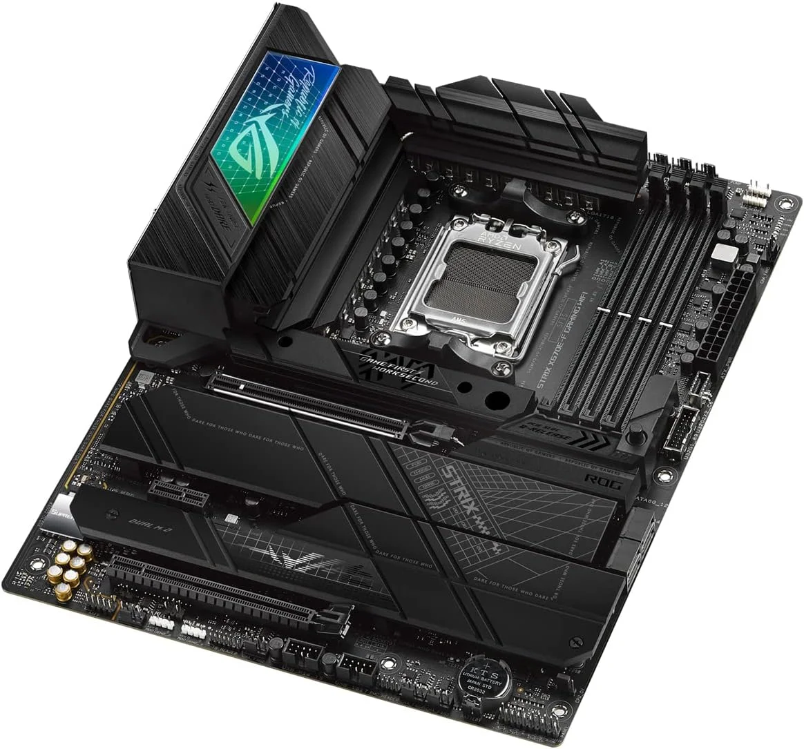 مادربرد گیمینگ ASUS ROG Strix X670E F Gaming WiFi AMD Ryzen AM5 ATX با 16+2 فاز تغذیه DDR5، 4 x M.2 با هیت سینک، USB 3.2 Gen 2x2 PCIe 5.0 WiFi 6E AI Cooling II Aura Sync RGB, H410