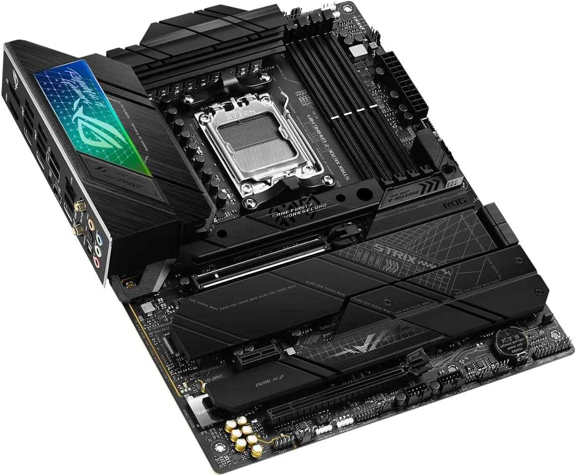 مادربرد گیمینگ ASUS ROG Strix X670E F Gaming WiFi AMD Ryzen AM5 ATX با 16+2 فاز تغذیه DDR5، 4 x M.2 با هیت سینک، USB 3.2 Gen 2x2 PCIe 5.0 WiFi 6E AI Cooling II Aura Sync RGB, H410