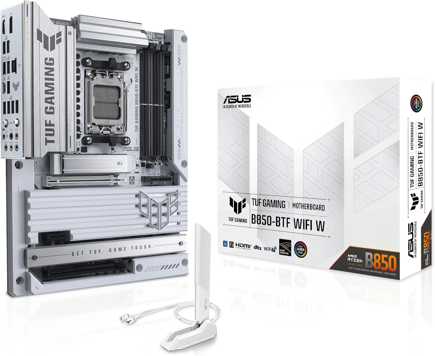 مادربرد ایسوس TUF Gaming B850-BTF WiFi W سوکت AMD AM5 (Ryzen 9000، ATX، PCIe 5.0، حافظه DDR5، WiFi 7، طراحی کانکتور مخفی، Aura Sync)