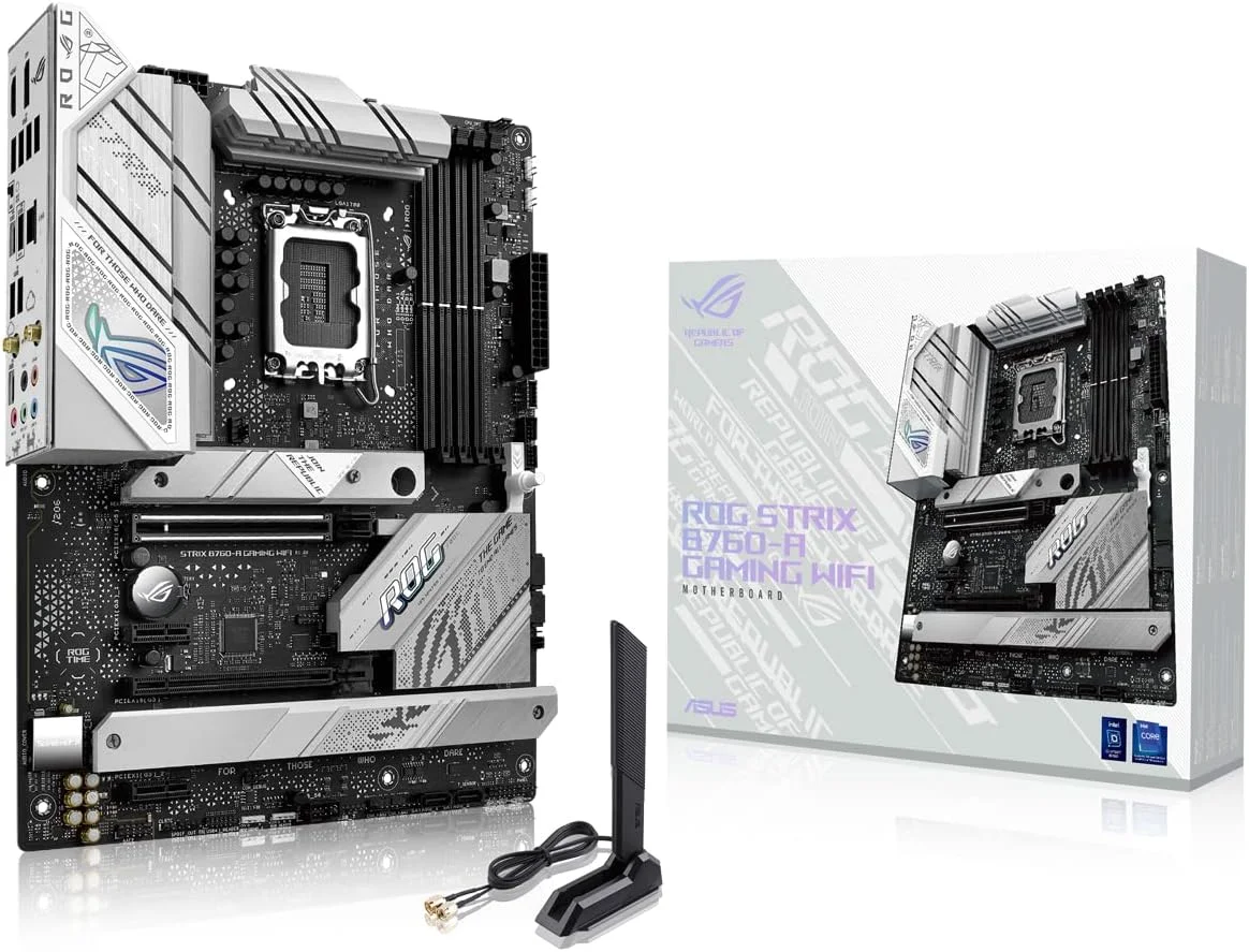 مادربرد گیمینگ ایسوس ROG STRIX B760-A GAMING WIFI Intel B760 LGA 1700 ATX (DDR5، فاز قدرت 12+1، PCIe 5.0، 3x PCIe 4.0 M.2، WiFi 6E، USB 3.2 Gen 2x2 Type-C، Aura Sync RGB)