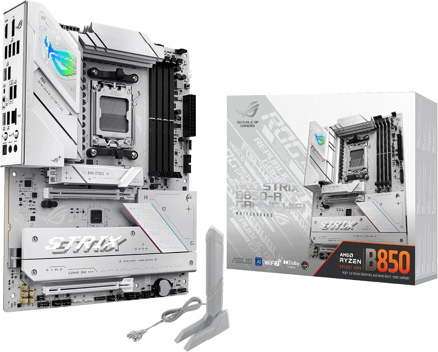 مادربرد گیمینگ ایسوس ROG Strix B850-A Gaming WiFi، AMD ATX، دارای 14+2+2 فاز قدرت، DDR5، PCIe 5.0، 4 اسلات M.2، WiFi 7، مشاور هوش مصنوعی، شبکه هوش مصنوعی II