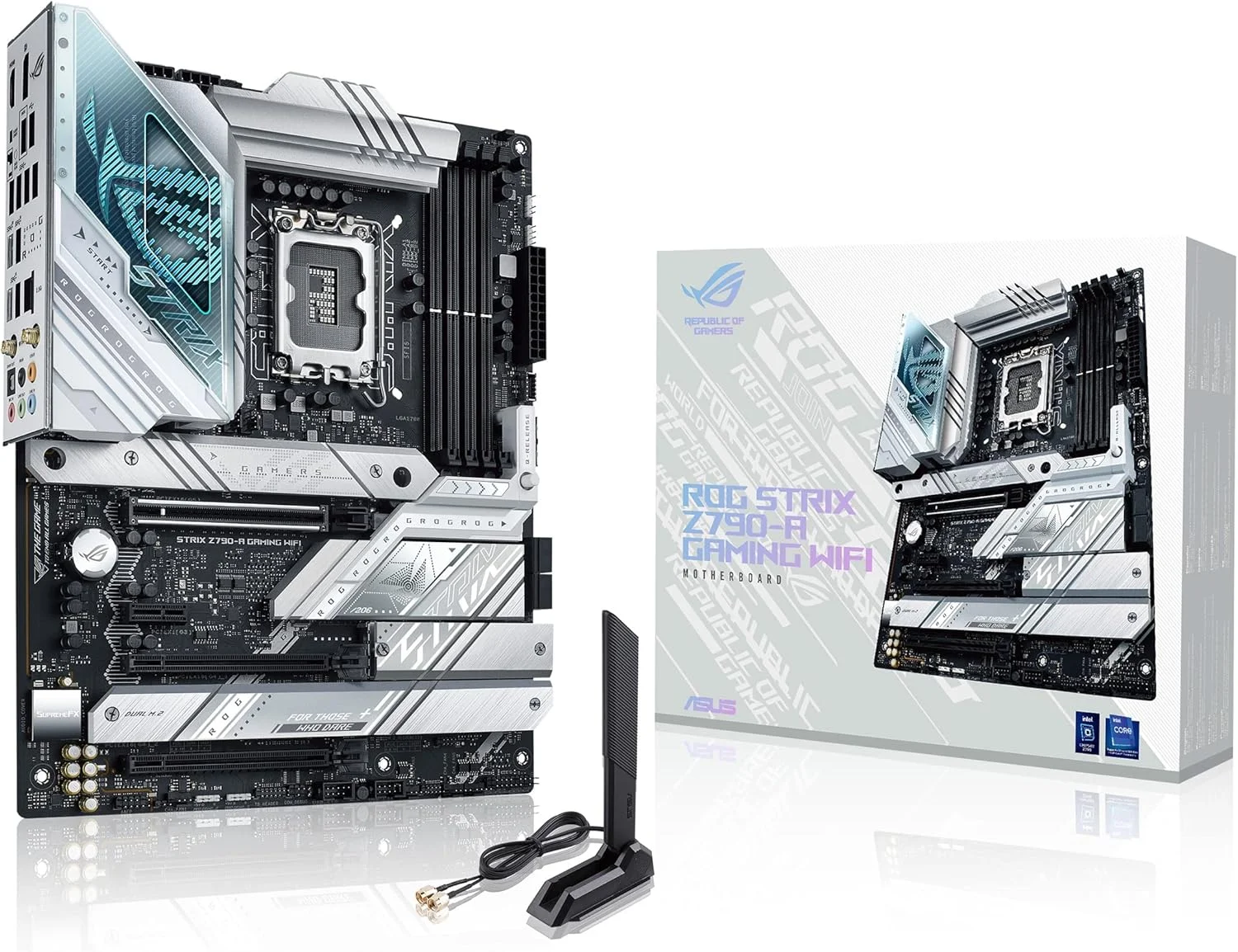مادربرد ایسوس ROG STRIX Z790-A GAMING WIFI سوکت Intel LGA 1700 (ATX، DDR5، 4x M.2، PCIe 5.0، WiFi 6E، USB 3.2 Gen 2x2 Type-C، Aura Sync، اورکلاک هوش مصنوعی)