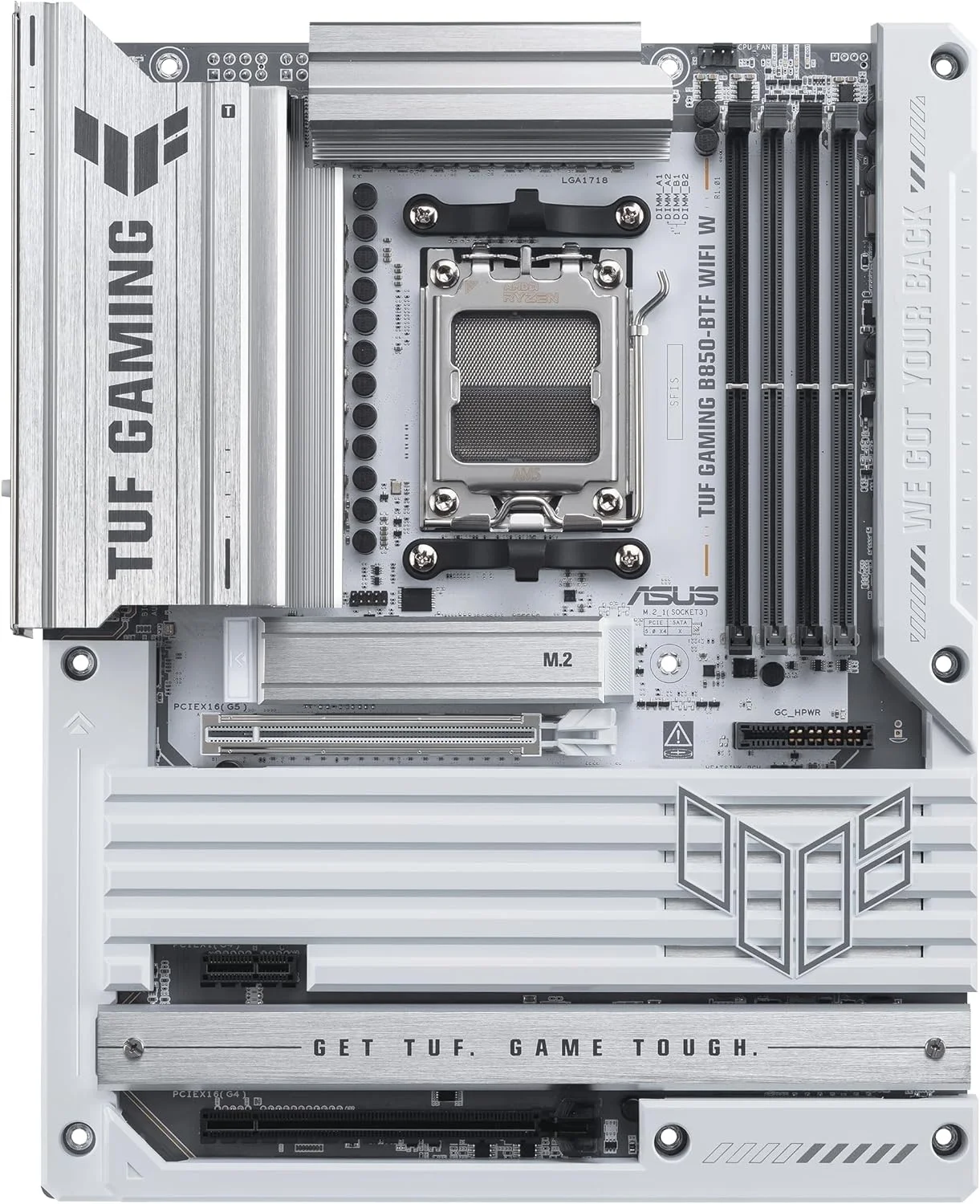 مادربرد ایسوس TUF Gaming B850-BTF WiFi W سوکت AMD AM5 (Ryzen 9000، ATX، PCIe 5.0، حافظه DDR5، WiFi 7، طراحی کانکتور مخفی، Aura Sync)