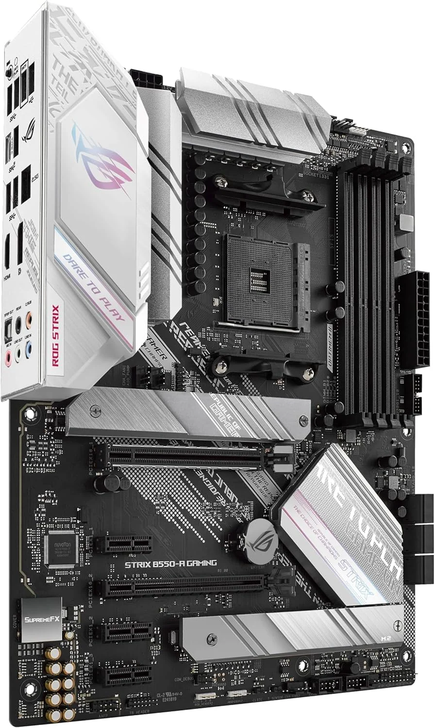 مادربرد گیمینگ ایسوس ROG STRIX B550-A GAMING (AMD B550) AM4 Gaming ATX با PCIe 4.0، Intel® 2.5Gb Ethernet، دو M.2 با هیت سینک، SATA 6 Gbps، USB 3.2 Gen 2 و Aura Sync RGB