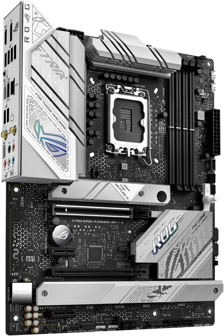 مادربرد گیمینگ ایسوس ROG STRIX B760-A GAMING WIFI Intel B760 LGA 1700 ATX (DDR5، فاز قدرت 12+1، PCIe 5.0، 3x PCIe 4.0 M.2، WiFi 6E، USB 3.2 Gen 2x2 Type-C، Aura Sync RGB) مادربرد گیمینگ ایسوس ROG STRIX B760-A GAMING WIFI Intel B760 LGA 1700 ATX (DDR5، فاز قدرت 12+1، PCIe 5.0، 3x PCIe 4.0 M.2، WiFi 6E، USB 3.2 Gen 2x2 Type-C، Aura Sync RGB)