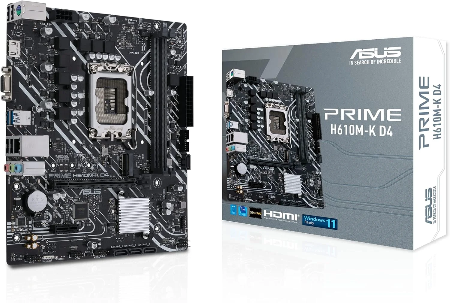 مادربرد گیمینگ ایسوس پرایم H610M-K D4، LGA 1700، mATX، DDR4، PCIe 4.0، اسلات M.2، اترنت Realtek 1 Gb، SATA 6 Gbps - مشکی