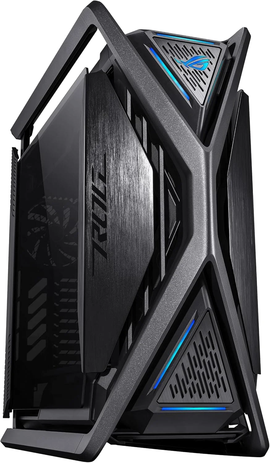 کیس کامپیوتر ASUS ROG Hyperion GR701 BTF Edition E-ATX، طراحی کانکتورهای مخفی مادربرد، رادیاتور دوگانه 420 میلی‌متری، 4 عدد فن 140 میلی‌متری، نگهدارنده فلزی GPU، محل نگهداری قطعات، هاب فن ARGB، شارژ سریع 60 واتی