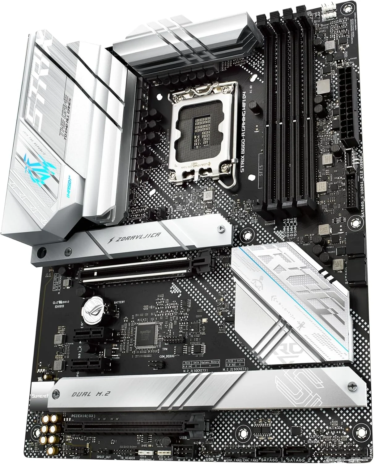مادربرد گیمینگ ASUS ROG Strix B660-A Gaming WiFi D4 LGA 1700، نسل دوازدهم اینتل، مادربرد گیمینگ ATX، PCIe 5.0، 12+1 Power Stages، WiFi 6، LAN 2.5 گیگابیتی، 3 اسلات M.2، پشتیبانی از PCIe 4.0 NVMe® SSD، USB 3.2 Gen، Type-C