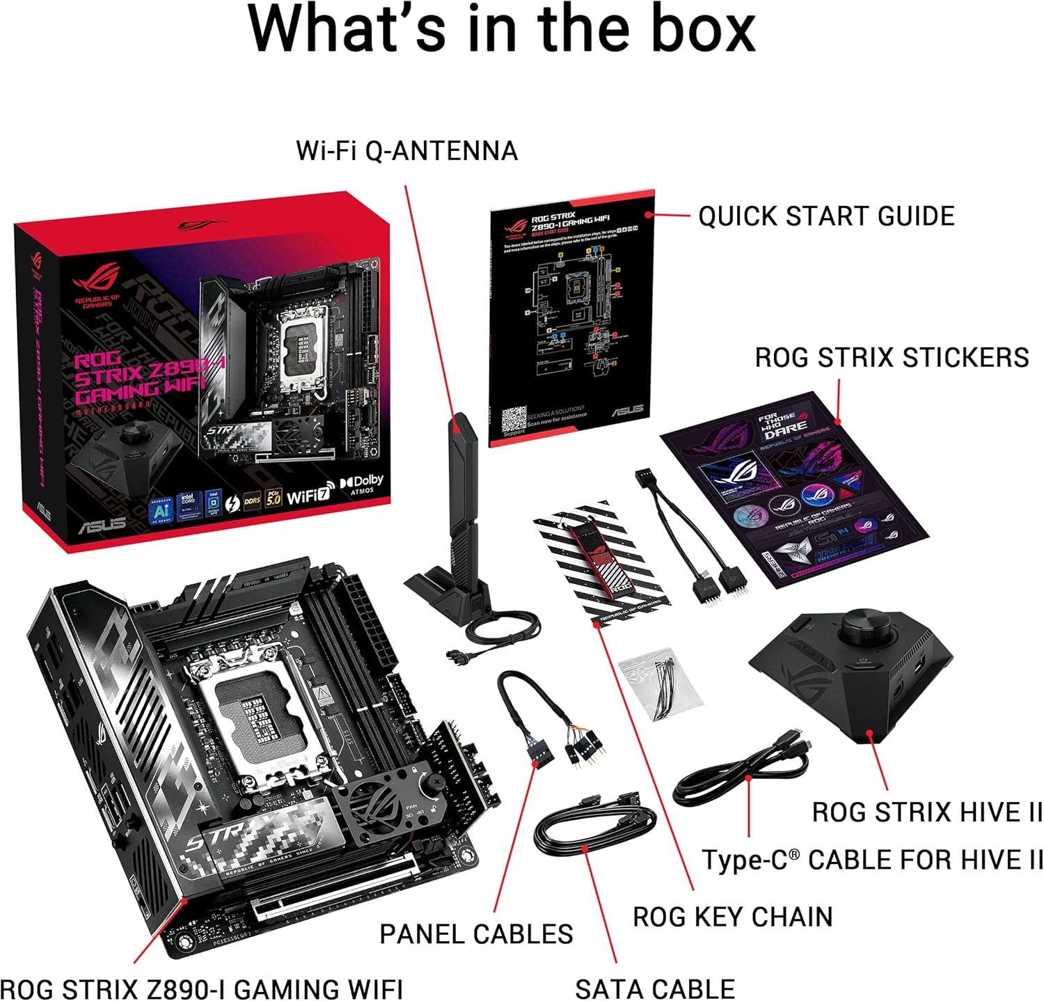 مادربرد ایسوس ROG STRIX Z890-I GAMING WIFI اینتل Z890 LGA1851 DDR5 9200 HDMI 2xUSB4 2x M2 USB3.2 WiFi 7 + BT AURA RGB 2.5Gbit LAN Mini ITX 10+1+2+1 فاز قدرت، تاندربولت 4