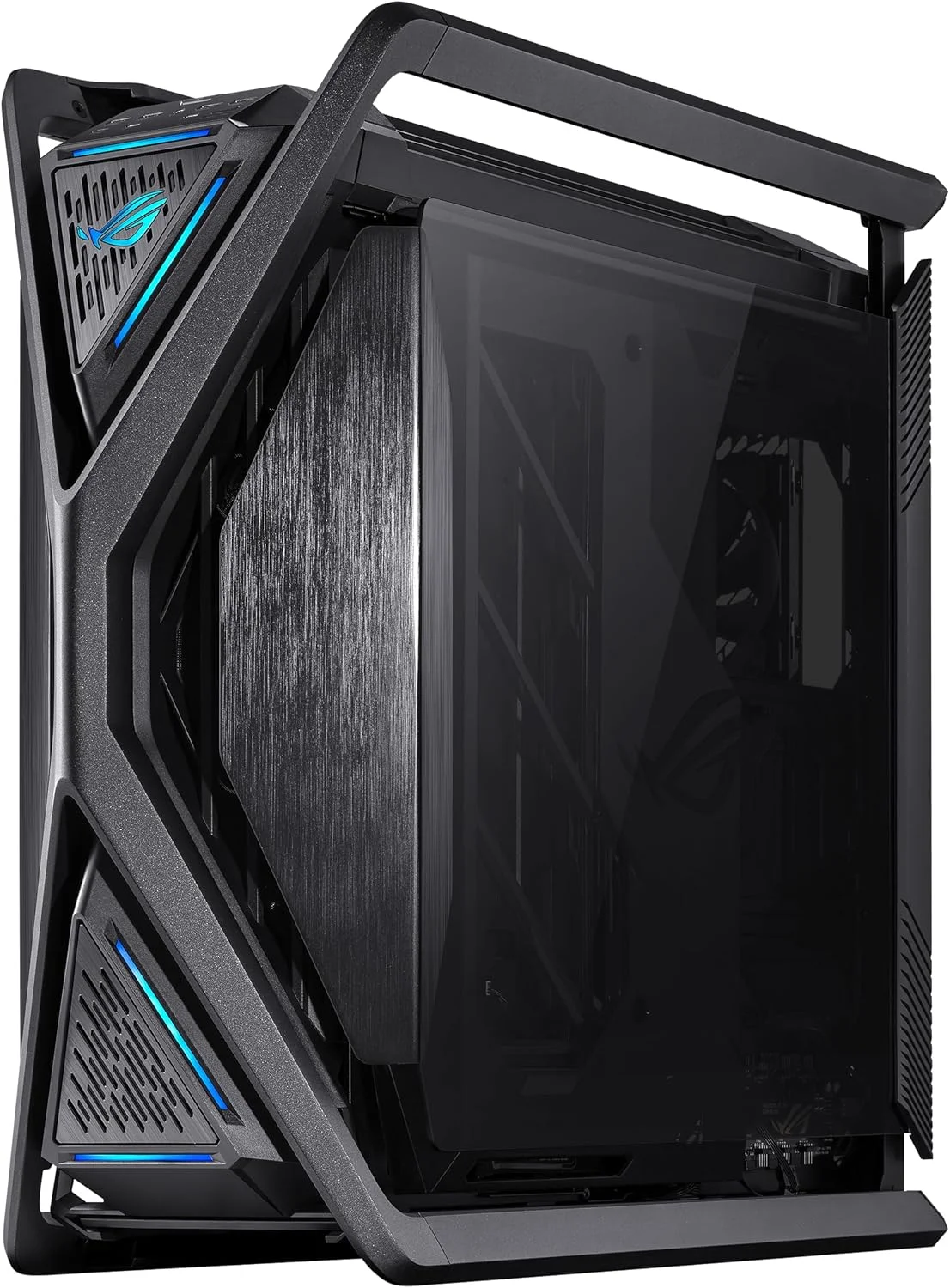 کیس کامپیوتر ASUS ROG Hyperion GR701 BTF Edition E-ATX، طراحی کانکتورهای مخفی مادربرد، رادیاتور دوگانه 420 میلی‌متری، 4 عدد فن 140 میلی‌متری، نگهدارنده فلزی GPU، محل نگهداری قطعات، هاب فن ARGB، شارژ سریع 60 واتی