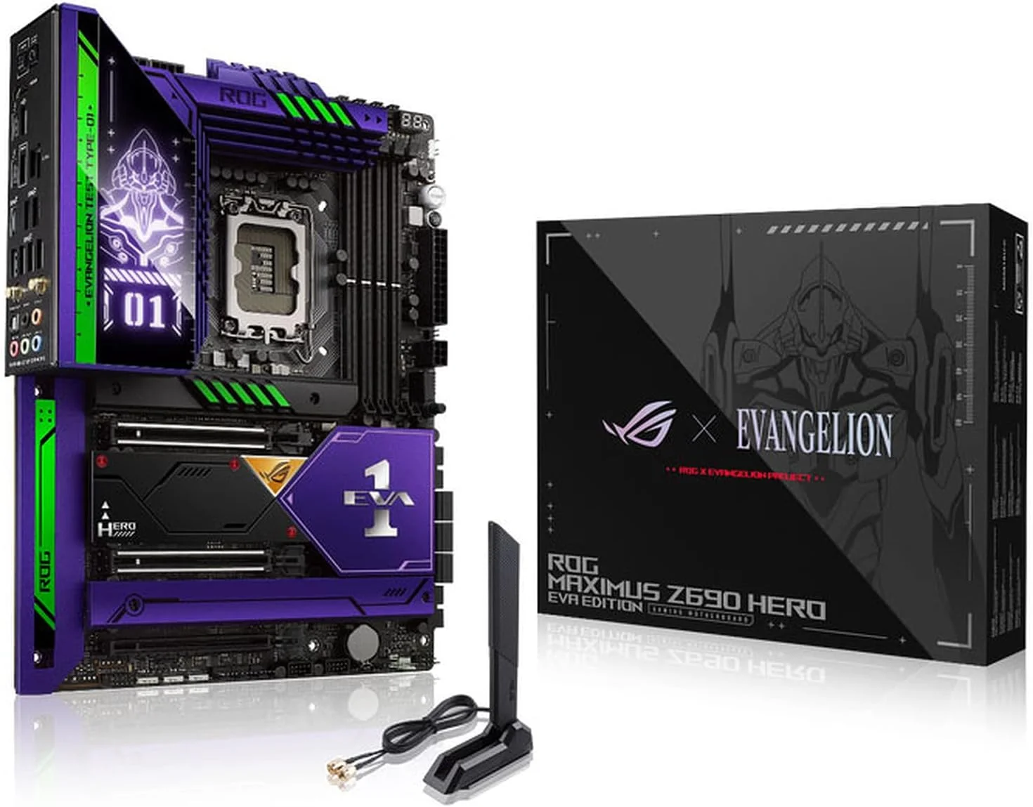 مادربرد گیمینگ ایسوس Rog Maximus Z690 Hero Eva LGA 1700 ATX، نسل 12 و 13 اینتل، PCIe 5.0، DDR5، LAN 2.5 گیگابیتی، SATA 6 گیگابیت بر ثانیه، USB 3.2 Gen 2x2 Type-C، نورپردازی Aura Sync RGB