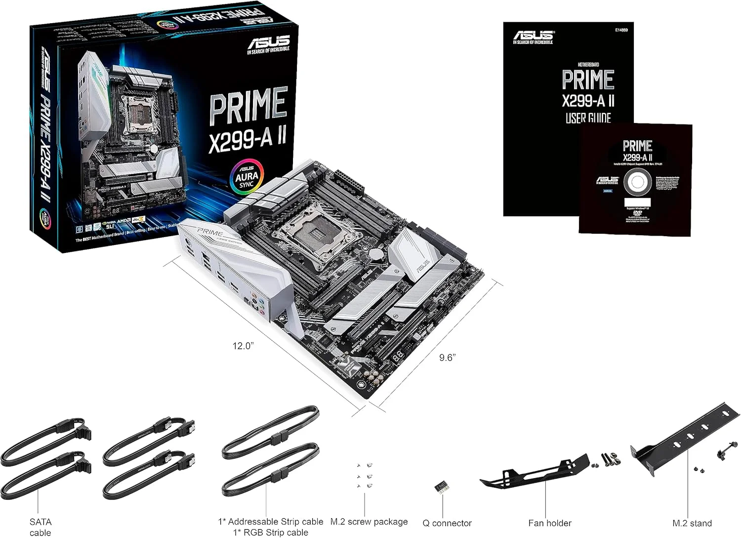 مادربرد ایسوس PRIME X299-A II (INTEL X299) ATX LGA 2066 برای پردازنده های سری Intel Core X با اورکلاک هوش مصنوعی 12 مرحله قدرت IR3555 مشکی