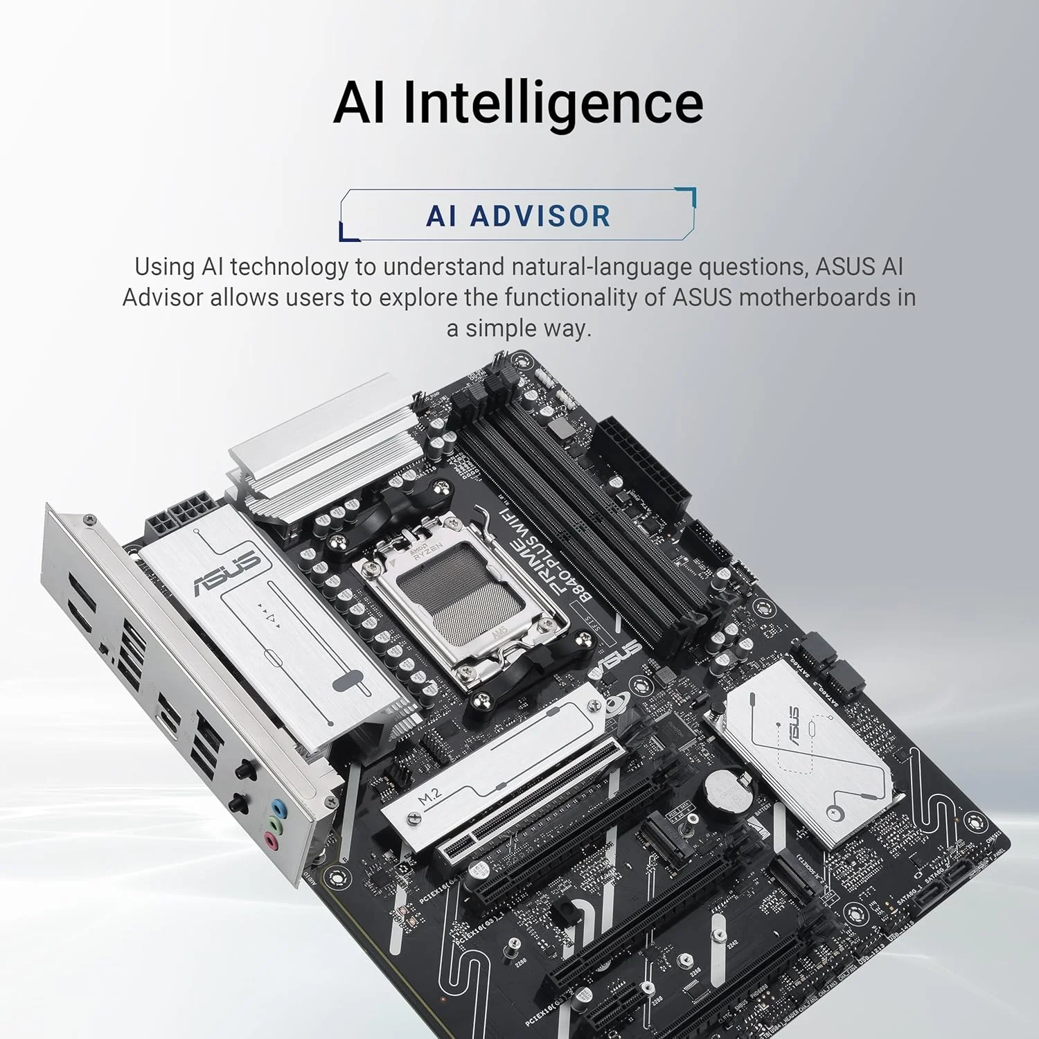 مادربرد ایسوس پرایم B840-PLUS WIFI ATX: سوکت AM5، 1 عدد PCIe 4.0 x16، 1 عدد PCIe 3.0 x16، 2 عدد PCIe 3.0 x16، دیجیتال 8+2+1 فاز، 4 عدد اسلات DIMM DDR5، M.2، Aura Sync - مشکی