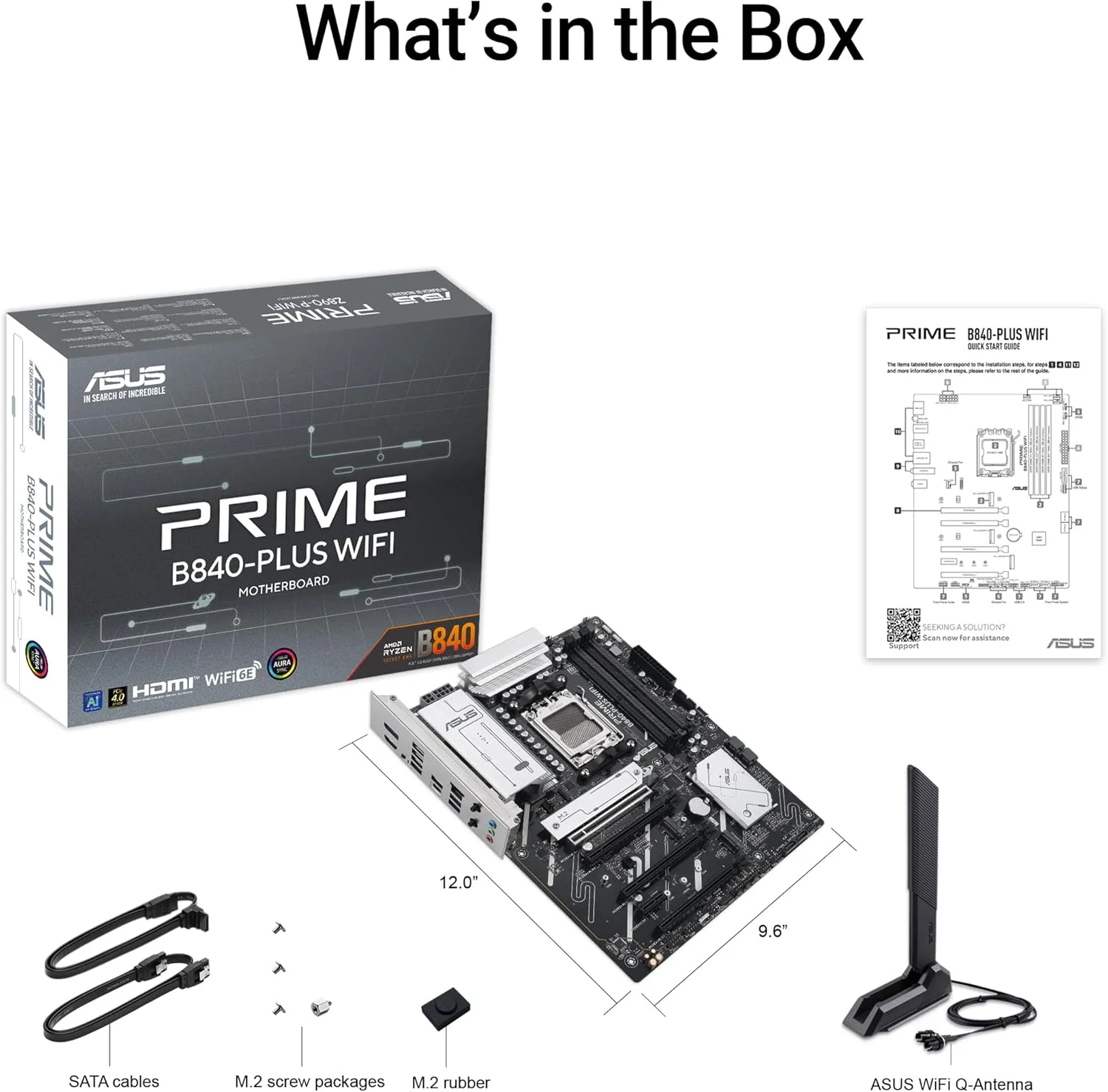 مادربرد ایسوس پرایم B840-PLUS WIFI ATX: سوکت AM5، 1 عدد PCIe 4.0 x16، 1 عدد PCIe 3.0 x16، 2 عدد PCIe 3.0 x16، دیجیتال 8+2+1 فاز، 4 عدد اسلات DIMM DDR5، M.2، Aura Sync - مشکی