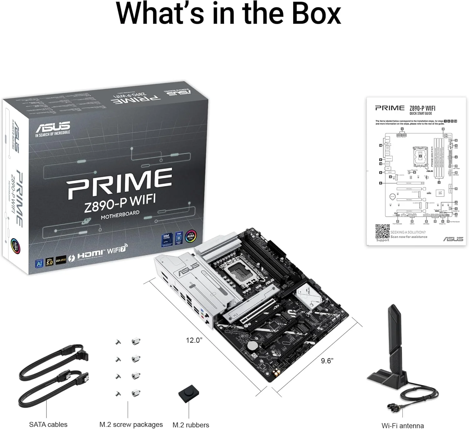 مادربرد ASUS PRIME Z890-P WIFI Z890 LGA 1851 ATX، آماده برای پردازنده‌های Intel® Core™ Ultra Series 2، مجهز به هوش مصنوعی پیشرفته، دارای 14+1+1+2 فاز قدرت، DDR5، PCIe® 5.0، Thunderbolt™ 4 USB Type-C®، 4x M.2، Wi-Fi 7، 2.5Gb