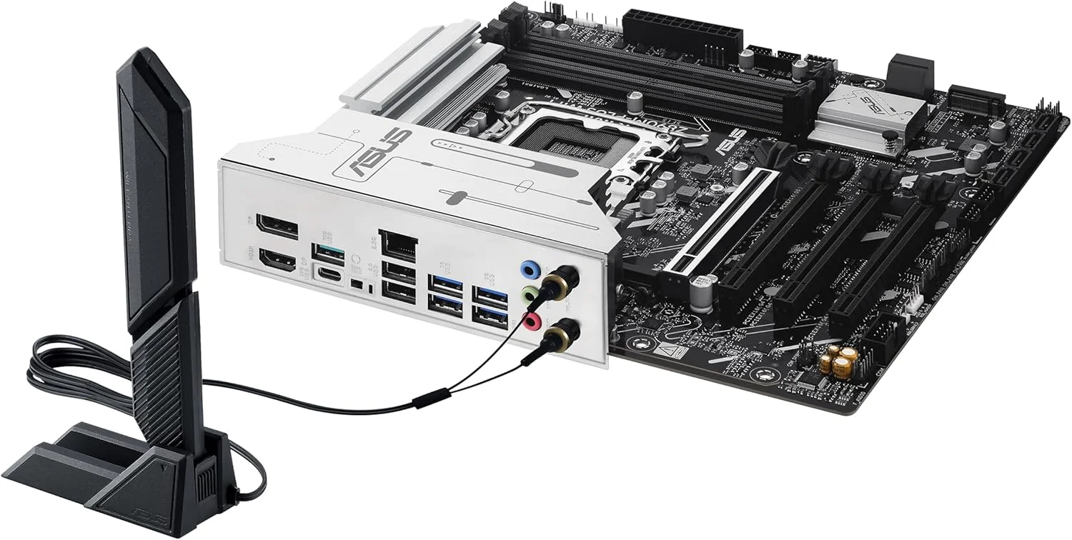 مادربرد ASUS PRIME Z890M-PLUS WIFI mATX: سوکت LGA1851، 4 اسلات DIMM، 3 اسلات M.2، 6 پورت SATA 6Gb/s، اترنت Realtek 2.5Gb، 8 پورت USB پشتی، 7 پورت USB جلویی، Aura Sync - مشکی