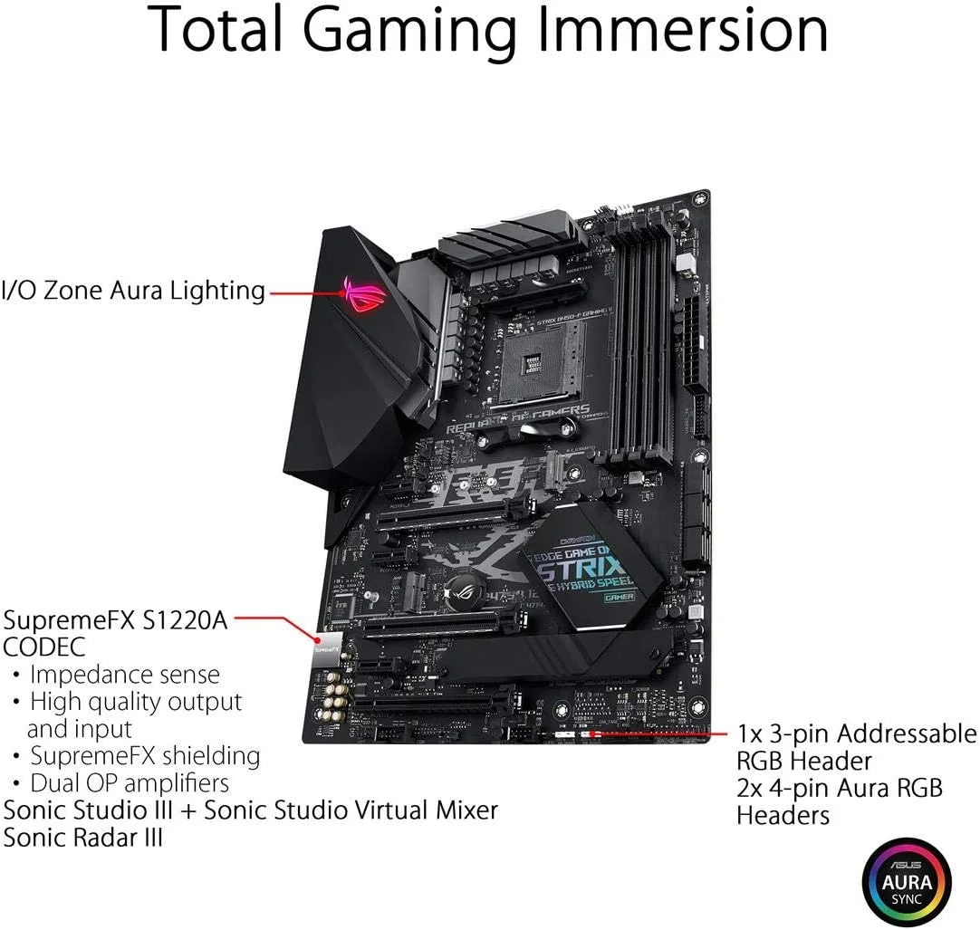 مادربرد گیمینگ ایسوس ROG Strix B450-F Gaming II AMD AM4 (Ryzen 5000، نسل سوم Ryzen) ATX (8+4 مراحل قدرت، HDMI 2.0b/DP، 2 x PCIe 3.0 x16، USB 3.2 Gen 2 Type-C، BIOS Flashback، 256Mb BIOS Flash ROM)
