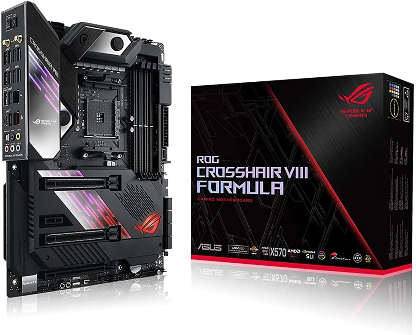مادربرد ایسوس ROG X570 Crosshair VIII Formula AM4 Zen 3 Ryzen 5000 و Ryzen نسل سوم ATX با PCIe 4.0، WiFi 6 (802.11Ax) داخلی، LAN 5 گیگابیت بر ثانیه
